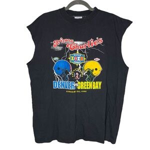 Vintage Super Bowl cut off tshirt tank men’s size xl 1998 Denver Greenbay black